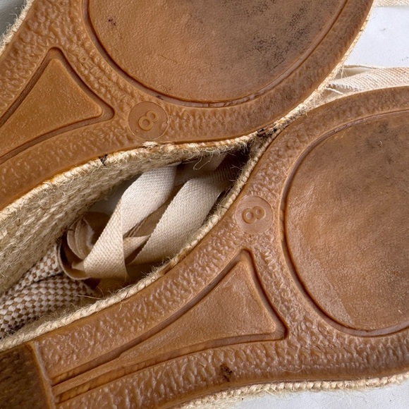 Picon Handmade Spain Tan Leather Ankle Wrap Espadrille  Picon // tan, white ankle wrap wedge espadrilles size 8